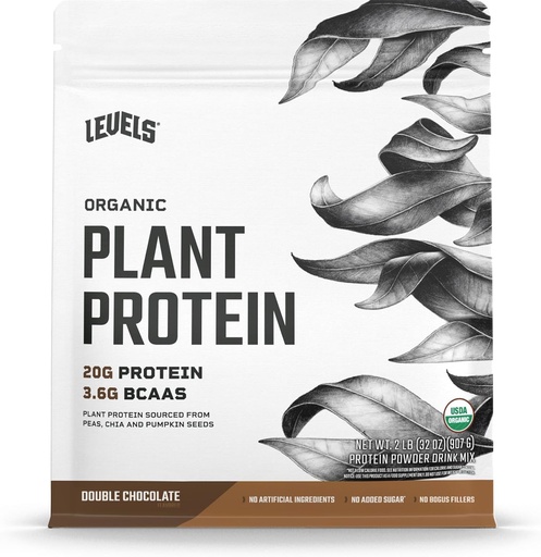 [BRSRMZD5BENRE3Y3] Levels Organic Plant Protein, 20G proteinu, No Restauricials, Double Chocolate, 2LB