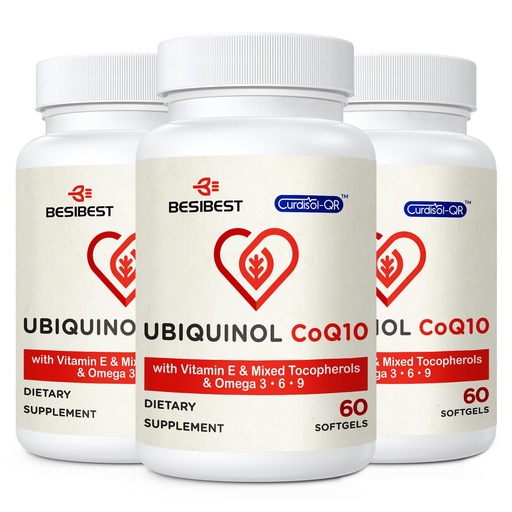 [BRSRMGQCDEMGKDLD] Ubiquinol CoQ10-600mg-Softgel, Active Coq10 Ubiquinol Supplement with Vitamin E & Omega 3, 6, 9, High Absorption-Coenzyme-Q10, Powerful Antioxidant for Energy Production, Tested, 180 Count