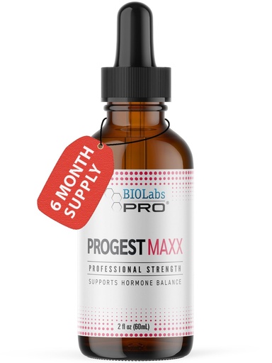 [BRSROGQCCF6QYG3Z] BIOLABS PRO Progest MAXX Progesterone Oil, Natural Bioidentical Progesterone for Women, Hot Flashes & Menopause Support, 2oz Bottle - Six Month Supply