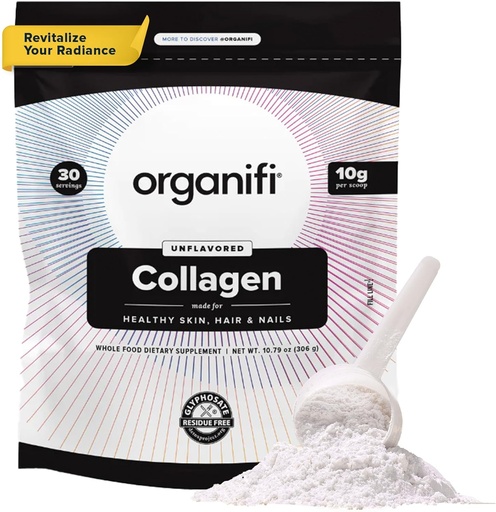 [BRSROAYZCIARUYI3] Organifi Collagen Powder - Fuller Hair, Stronger Nails, ja Radiant Skin - Replenish ja rebuild Your Body - Gluteeniton, Dairy-free, ja soija-vapaa hydrolysoitu Multi Collagen Peptides, 30 Tarjoilut
