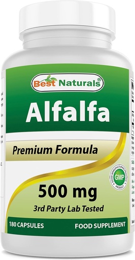 [BRSWGZITAANGCCY7] Best Naturals Alfalfa Green Super Food 500 mg 180 Capsules (180 Count (Pack of 1))