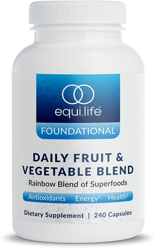 [BRSRMZYPBN7WYAD4] Equilife Daily Fruit & Vegetable Blend, Superfood Antioxidant Supplement Capsules, Nutrient Dense with Vitamin C, Fiber, and 9 Essential Amino Acids, Supports Energy, Vegan 240 Capsules