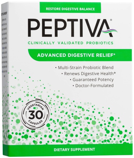 [BRSWGZIQCUCRQFIY] Peptiva Advanced 50 Billion CFU Probiotic - Digestive Relief - Clinically Validated, Premium Probiotic, 30ct