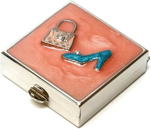 [BRSWKHD6CUCBUDLA] 9311 Caja pequeña de la pila cuadrada Organizador Rosa Azul Gold Women Travel Pill Case Purse Pocket Container Daily Portable Medicine Vitamin Box Suplemento Mini Almacenamiento