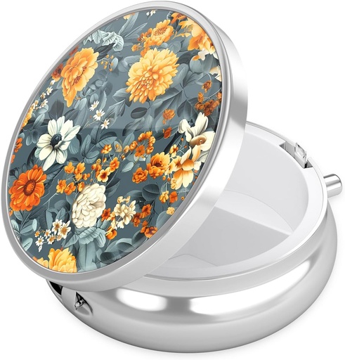 [BRSRAZINCR5QGAD5] Nipichsha Pill Box, mini caz pilula pentru Purse & Pocket, Cute Travel Medicine Organizator, Portable Medicine Container Holder to Hold Vitamine, Medicamente, Ulei de pește & Supliment, B05-Frumoase Flori