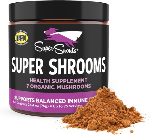 [BRSWKF36CUGRSYD6] Super Snouts Super Shrooms Mushroom Immune Support Supplement for Dogs and Cats, 2.64 oz - Made in USA Organic Non-GMO, Immune Health for Strong Immunity, 7 Mushroom Blend Powder