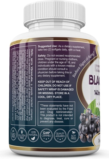 [BRSWGZILBB5A4CT6] vibraxlabs Black Currant Oil 1000mg - Hexane Free – Natural Anti Aging Antioxidant with High GLA Formula – Supports Hair, Skin, Joint & Eye Health – Premium Black Currant Seed Oil Softgel Supplement