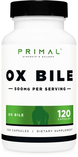 [BRSROAA2O4MGAGQ7] Primal Ox Bile (120 Capsules, 500 MG per Serving) - Gluten-Free, Non-GMO, Third-Party Tested
