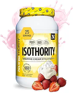 [BRSWYFT2CUNBUH3U] Isothority Whey Protein Isolate, Whipped Cream Strawberry, 2 lb - Ultra Absorbable Branched Chain Amino Acids (BCAA) Powder with 25g Per Serving, Low Carb - Build Muscle & Accelerate Recovery