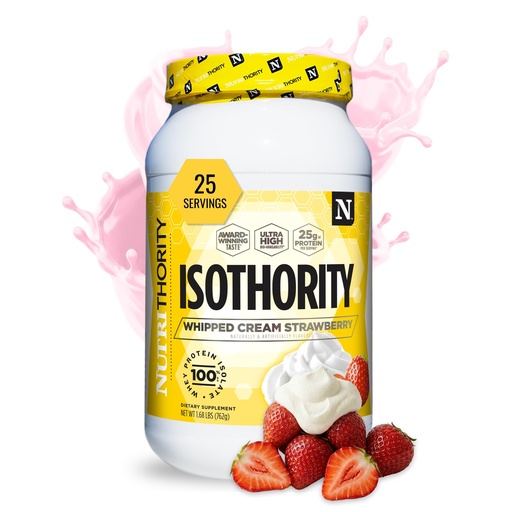 [BRSWYFT2CUNBUH3U] Nutrithority - Isothority Isolated Whey Protein Powder with Ultra-Absorbable Protein & BCAAs to Build Muscle and Accelerate Recovery, Keto Friendly, Low Carbs, Gluten Free (Whipped Cream Strawberry)