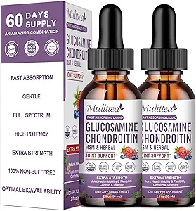 [BRSRAAQFOF5QE2Y2] Glucosamine Chondroitin MSM Liquid Drops-w/Elderberry, Boswelia &Hyaluronic Acid-Extra Strength Joint Support Supplement for Mobility, Flexibility & Bones,High Absorption,60ml (2 fl oz)