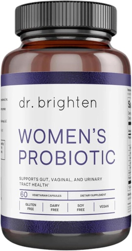 [BRSRMAQNDIBQGAD4] Dr. Brighten Women's Probiotic - Probiotika, Prebiotika med antioksidanter og solfiber for sunne hormoner, balansert kvinnelig mikrobiom, ovarier og immun helse - 60 kapsler