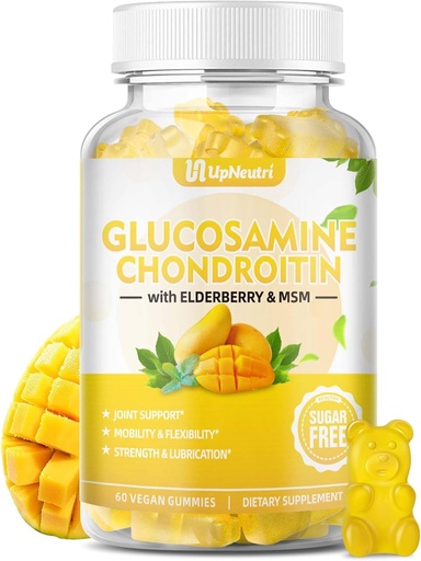 [BRSRO2YYA4NQO2DF] Sugar Free Glucosamine Chondroitin Gummies, Extra Strength 1500mg Glucosamine with Chondroitin MSM & Elderberry & Turmeric, Joint Support Supplement for Men & Women Move Free Joint Health