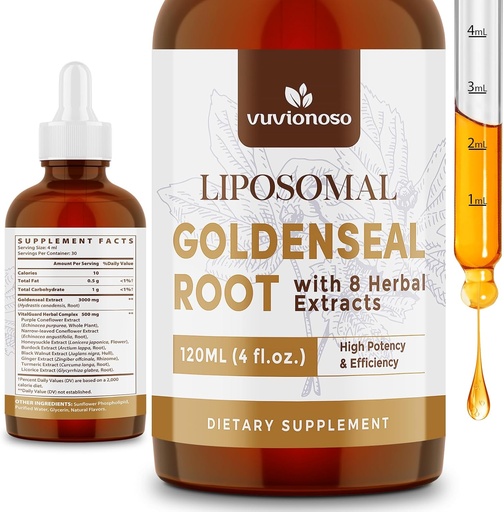 [BRSRAHATAUAQICD5] Goldenseal Root Extract 3000mg for Immune and Respiratory Wellness - Fast Absorbing | Sugar-Free | Vegan | 4 Fl Oz