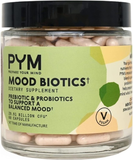 [BRSRMHTYC5YR4CTU] PYM-k Prebiotikoak eta Probiotikoak 22,91 Billion CFU (60 Count) Gut Health & Mood Support Supplement | Non-GMO, Vegan, Gluten Free