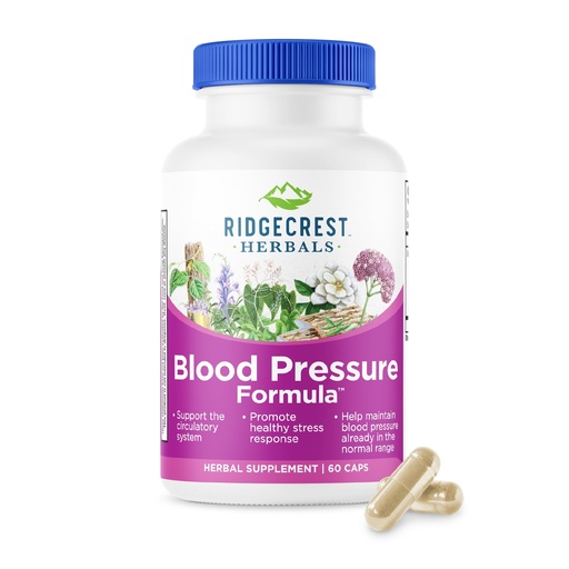 [BRSWI2QDAQAB6CAV] RidgeCrest Herbals Blood Pressure Herbal Formula, 12 Herbs, Poria Mushroom, Gastrodia, Gardenia, for Heart, Vascular, Circulation Health (60 Count (Pack of 1))