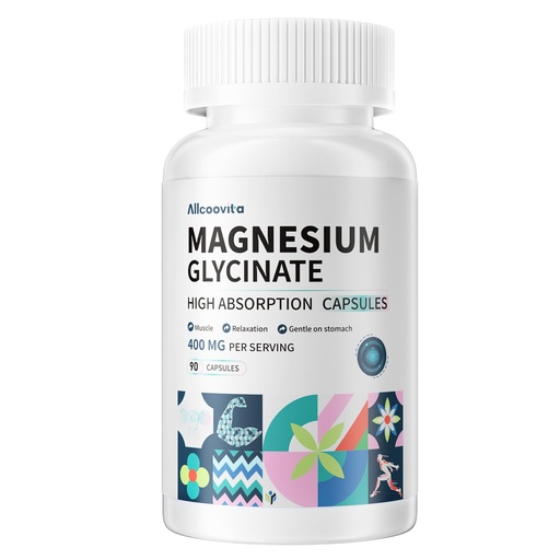 [BRSRA2Q5CJ5REDI4] Magnesium Glycinate 400 MG per Serving 100% Chelated for High Absorption, Gentle On Stomach, Non-GMO, 90 Vegetarian Capsules