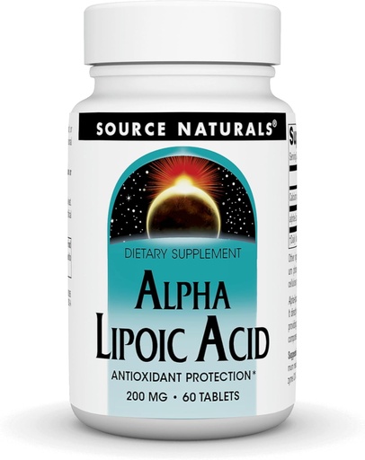 [BRSWIY35BN4BADI5] Source Naturals Alpha Lipoic Acid 200 mg Supports Healthy Sugar Metabolism, Liver Function & Energy Generation - 60 Tablets