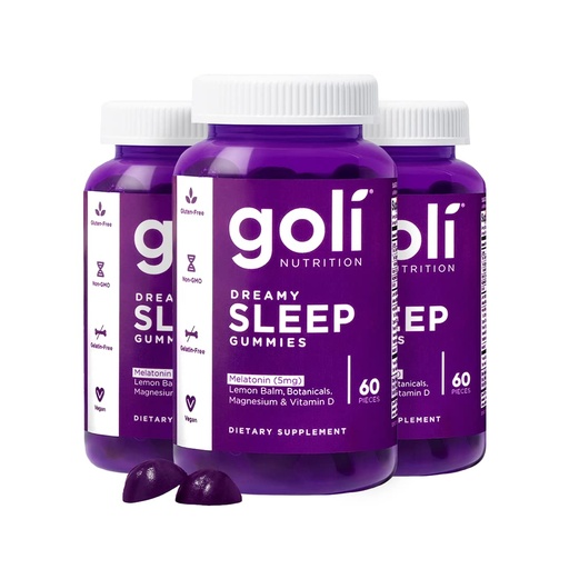 [BRSRMY3YOIIQYG3G] Goli Dreamy Sleep Gummy - 180 Count - Melatonin, Vitamin D, Magnesium, and Lemon Balm Extract - Gelatin-Free, Gluten-Free, Vegan & Non-GMO