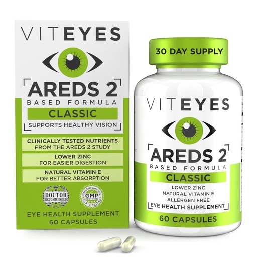 [BRSWGFDYOUIAMHL3] Viteyes AREDS 2 Eye Vitamins, Classic Macular Support, Allergen Free Capsules, with Natural Vitamin E, Vitamin C, Zinc, Copper, Lutein & Zeaxanthin, Eye Doctor Trusted, Manufactured in The USA, 60 Ct
