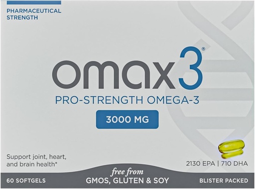 [BRSWKED2B4CGAA36] Omax3 Professional Strength Ultra-Pure Omega-3 Fish Oil - 1000 mg - Maksimi nivelten ja lihasten tuki - EPA DHA - NSF Certified - 60 Softgel läpipainopakkaus