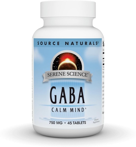 [BRSWIYQEPIBRC2T6] Source Naturals Serene Science GABA, for a Calm Mind, 750mg - 45 Tablets