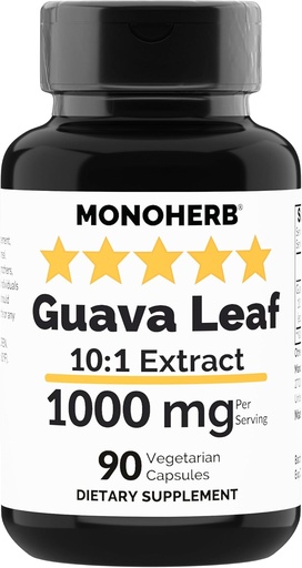 [BRSROGQQDF4GOFD6] MONOHERB Guava Leaf 10x Extract 1000 mg - 90 Capsules - Equal to 10,000 mg