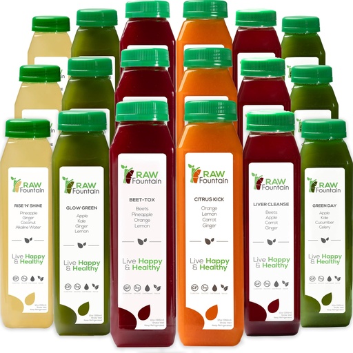 [BRSWGYY3A57BA3TU] 5 Day Juice Cleanse by Raw Fountain, All Natural Raw Detox Cleanse, Cold Pressed Juice Fast, Great Way to Jumpstart a Healthy Diet, Kosher, Vegan, NO Sugar Added, 30 Bottles 12oz