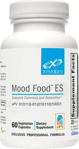 [BRSWI2T2CYOQYDD2] XYMOGEN Mood Food ES - Supports Calmness, Relaxation and a Healthy Mood with Active Folate, B Vitamins, 5-HTP, GABA, Minerals, Suntheanine L-Theanine, Selenium (60 Capsules)