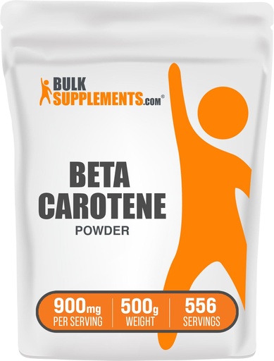 [BRSWKYQGA4DA2HDM] BulkSupplements.com Beta Carotene Powder - Beta Carotene Supplement, Vitamin A Supplement for Immune and Vision Support - Gluten Free, 900mg per Serving, 500g (1.1 lbs) (Pack of 1)