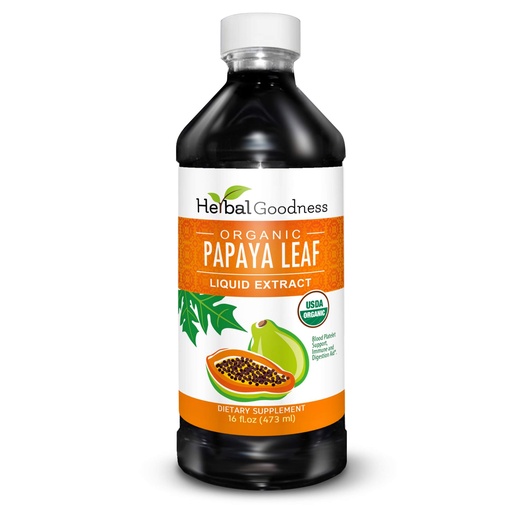 [BRSWIZY5BB6BSCDE] Herbal Goodness Papaya Leaf Extract Platelet Support - 15X Blood Platelet Boost, Bone Marrow & Spleen Support, Immune & Gut Health, Digestive Enzyme - Organic Kosher 16 oz Liquid Extract
