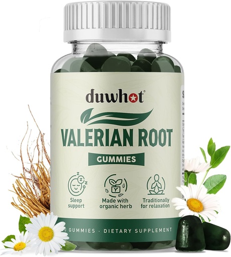 [BRSROH37OYMBYDI4] Valerian Root Gummy, Organic Valerian Root for Sleep & Stress Relief, Enhanced with Chamomile Flower for Adults, Kids-Friendly, Apple Flavor, 60 Counts