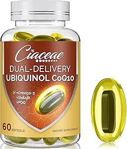 [BRSROFLYDF5RUFLK] Ubiquinol CoQ10 600 MG Softgels with Omega-3 & Shilajit & PQQ, Advanced Dual-Delivery Coenzyme-Q10, Active CoQ10 Ubiquinol Supplement for Fertility, Antioxidant, Heart, Brain & Energy, 360 Servings