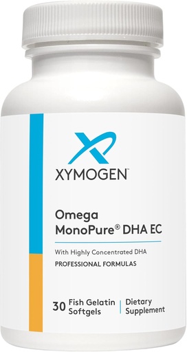 [BRSRMGQTCQFWO3L6] XYMOGEN Omega MonoPure DHA EC - Highly Concentrated DHA Fish Oil - Omega-3 Supplement for Cardiovascular, Immune + Cognitive Support (30 Softgels)