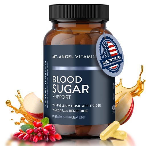 [BRSRAGA5BEOQ4YAU] Mt. Angel Vitamins Blood Sugar Support Supplement - Natural Supplement with Pysllium Husk, Berberine with Ceylon Cinnamon, and Apple Cider Vinegar - Supports Healthy Blood Sugar Levels - 60 Capsules