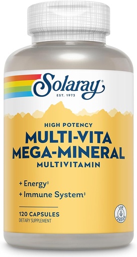 [BRSWIYT3OMAGIALA] SOLARAY Multi-Vita Mega-Mineral Multivitamin for Women and Men with Vitamin D, Vitamin C, Magnesium, Zinc and More - Energy and Immune System Support - 60-Day Guarantee - 30 Servings, 120 Capsules