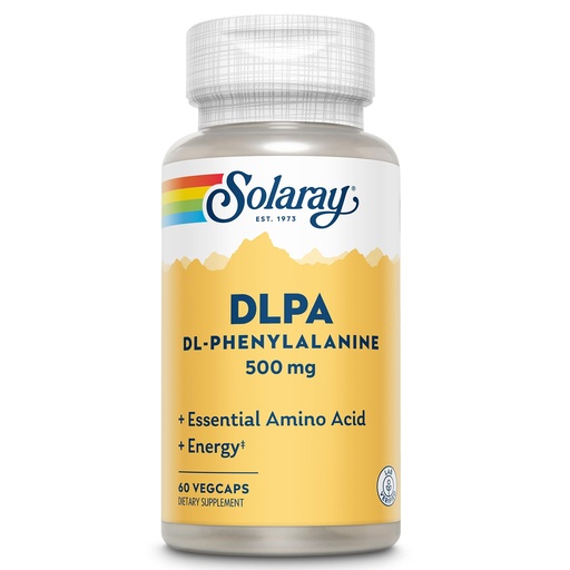 [BRSWIYQYCYCWAC3A] SOLARAY DL-Phenylalanine Capsule Supplements - 500mg DLPA, 50-50 Blend of Essential Amino Acids for Nervous System & Energy Support, for Men and Women - 60 Count VegCaps | 500mg DLPA, 50-50 Blend of Essential Amino Acids for Nervous System & Energy Support, For Men and Women