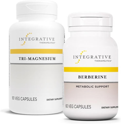 [BRSRAZQPAABBEHTB] Terapéutica Integrativa Bundle con Berberina, 60 Capsules & Tri-Magnesium, 90 Capsules - Berberina para Apoyo Metabólico* - Tri-Magnesium for Heart & Bone Health*