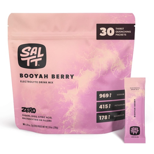 [BRSROAY3CMAQ2HLU] SALTT Electrolytes Powder Packets (Booyah Berry - Mixed Berries) 30 Stick Packs - Easy Dissolve, No Clumping - Essential Minerals - Hydration Packets - Zero Sugar - Gluten Free, Vegan & Kosher