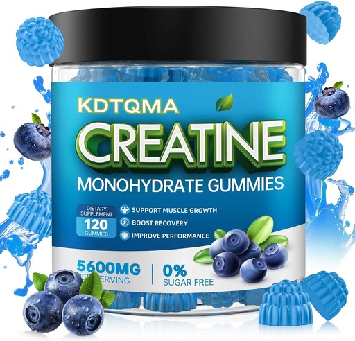 [BRSRAGQ2DMDRG23Z] Creatine Monohydrate Gummies for Men & Women 120 CT - 5600mg of Creatine Monohydrate per Serving, Chewable Creatine Monohydrate for Muscle Support & Energy Boost, Sugar Free, Vegan (Blueberry Flavor)