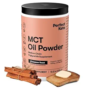 [BRSWYHY7AABWYYA2] Perfect Keto 7g MCT Oil Powder, Medium Chain Triglycerides Supplement, Non Dairy Coffee Creamer for Keto Diet, Ketogenic MCT Oil Mix for Coffee, Smoothie, Protein Shakes, Cinnamon Toast, 30 Servings