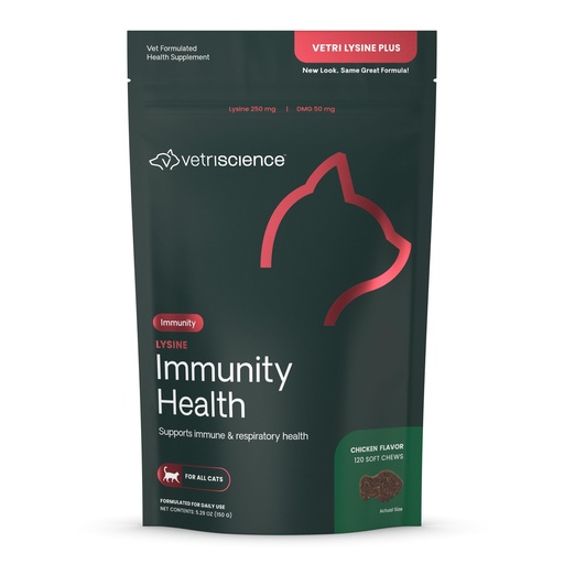 [BRSWIYAIB4GG2C3A] VetriScience Lysine Immunity Health Chews, 250 mg Lysine Plus Immune Supplement for Cats and Kittens with Allergies, Sneezing, Runny Nose and Watery Eyes, Chicken, 120 Count