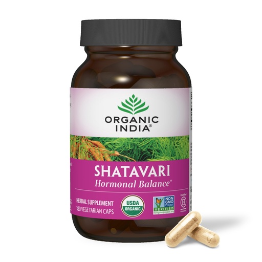 [BRSRAAQHBAHQG3A4] ORGANIC INDIA Shatavari Capsules - Herbal Supplement, Supports Hormonal Balance, Immune System Support, Vegan, Gluten-Free, USDA Organic, Supports Reproductive Health - 180 Capsules