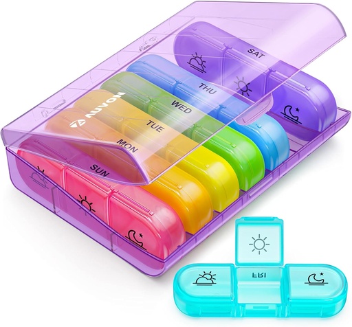[BRSWY2Q5BUMRSDT4] AUVON Weekly Pill Organizer 3 Times a Day, Büyük 7 Gün Pill Box 3 Times a Day with separate Container, Portable Pill Case for Drug, Vitamins, Fish Oil and Supplements