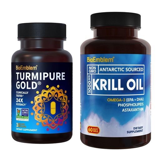 [BRSRMHD6DJ7BGHLZ] BioEmblem Antarctic Krill Oil Supplement Turmeric Curcumin with Clinically Studied TurmiPure