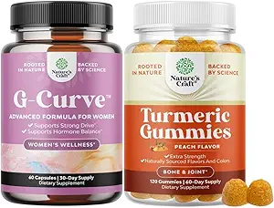 [BRSROCQQAAMQ2FL3] Bundle of G-Curve Breast and Butt Enhancer Pills May Support Voluptuous Curves and Turmeric Gummies for Adults Peach Flavor - Extra Strength Joint Support Gummies with Turmeric Curcumin
