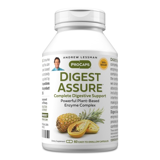 [BRSWI2QGBZ5RYDLE] ANDREW LESSMAN Digest Assure 60 Capsules - Comprehensive Blend of Powerful Natural Enzymes to Support and Enhance Digestive Health, Vegetarian-Sourced Enzymes, Small Easy to Swallow Capsules