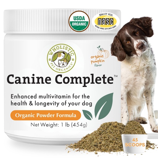 [BRSROGI3AEAQKYLZ] Organic Dog Vitamins with Organic Pumpkin Protein | 1 Lb | 45 Scoops | Daily Dog Multivitamin with Prebiotics, Probiotics for Immune Support, Skin Coat, Digestion, Stool Quality | Canine Complete