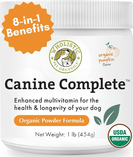 [BRSROGI3AEAQKYLZ] Wholistic Pet Organics Canine Complete - Dog Multivitamin Powder - 1 Lb - Daily Dog Vitamins and Supplements for Homemade Food - Immune System, Skin, Coat & Overall Health - Small and Large Breed