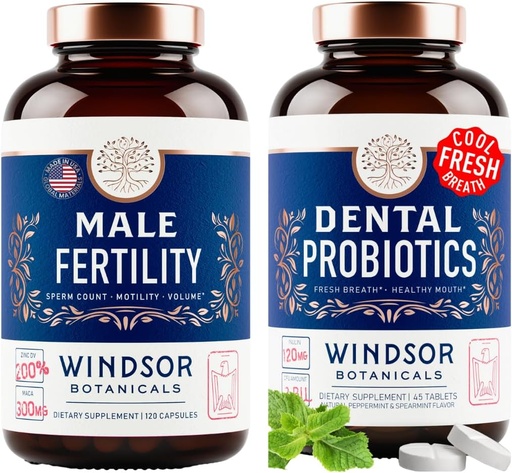 [BRSROCY5BMNR6YLX] WINDSOR BOTANICALS Male Fertility Supplement and Oral Probiotics for Fresh Breath - Mens Health Bundle
